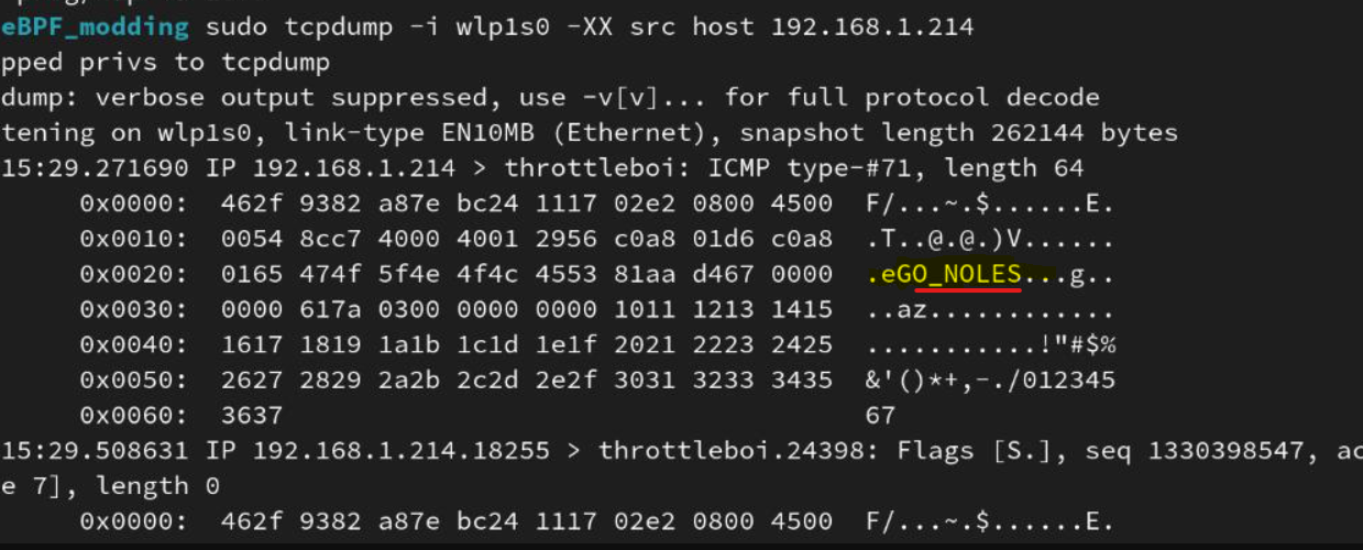 Using eBPF to modify an incoming network packet